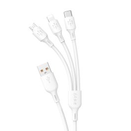 Dudao L8A-3in1 USB-A 2.0 til Lightning/USB-C/Micro USB lade- og datakabel, hvid, 1,2m
