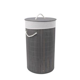 Bambus vasketøjskurv, grå, Ø35xH60cm
