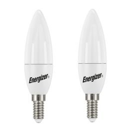 Energizer E14 LED kertepære 4.9W, (470lm), 3000K, Varm hvid, 2 stk.