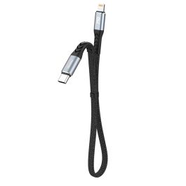 Dudao L10P USB-C 2.0 til Lightning lade- og datakabel, tekstil, sort, 0,23m