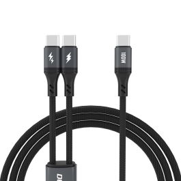 Dudao L3F 2in1 USB-C 2.0 til USB-C/USB-C lade- og datakabel, 100W, sort, 1,2m