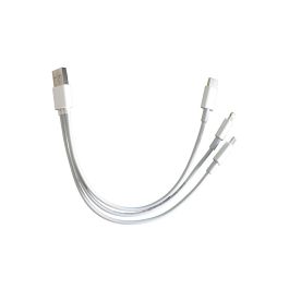 3i1 USB-A 3.0 til Lightning/USB-C/Micro USB data & ladekabel, hvid, 0,2m