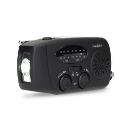 Nedis nødradio - batteri/håndsving/solcelle/lygte/powerbank/FM/AM