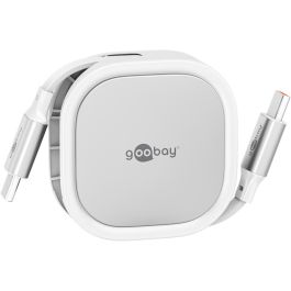 Goobay selvoptrækkeligt USB-C kabel, 1m - Hvid