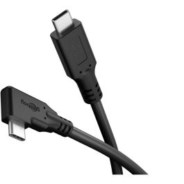USB-C 3.2 til USB-C lade- og datakabel, 5Gbit/s, Vinklet, sort, 3m