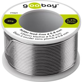 Loddetin lead-free, Ø 0,8 mm, 20g rulle