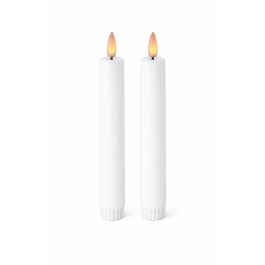 LED kronelys m/ 3D flamme & fjernbetjening, 18 cm, 2 stk. - Hvid