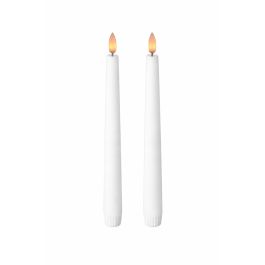 LED kronelys m/3D flamme & fjernbetjening, 24 cm, 2 stk. - Hvid