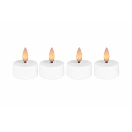 LED fyrfadslys m/ 3D flamme & timer, 4 stk. - Hvid