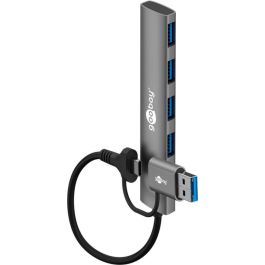 USB-C/USB-A 3.2 Hub 4-port - grå - 0,1m