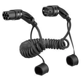 Type 2 Spiral Ladekabel til elbil - 22kW 5m, inkl. taske, sort