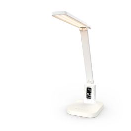 Nedis genopladelig LED bordlampe med ur og alarm, 220 lumen