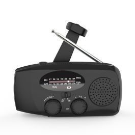 Nødradio med håndsving, solcelle, powerbank, FM, AM, lygte