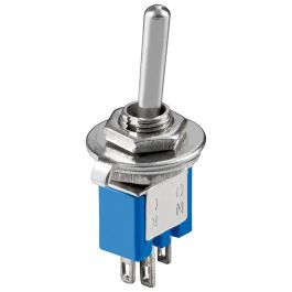 Sub miniature toggle switch - 1xUM, 3 pin, blå housing