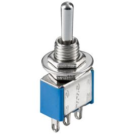 Miniature toggle switch - ON-OFF-ON, med lodning pins