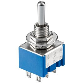 Miniature toggle switch - ON-OFF-ON, med lodning pins