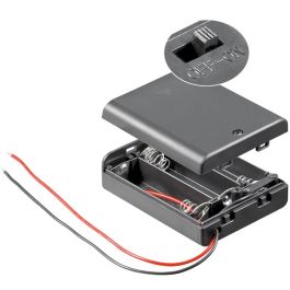 Batteriholder til 3 x AA / R06, boks (med kabeltilslutning) - Serielt forbundet
