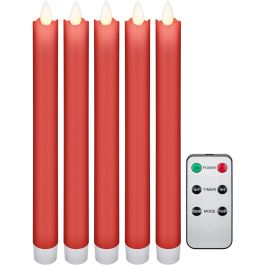 Goobay LED-Krone Vokslys, rød, inkl. Fjernbetjening, 5 Stk, bevægelig flamme