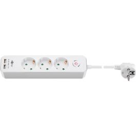 3-vejs strømskinne med switch, schuko og 2 USB-porte