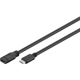 USB-C 3.2 til USB-C Hun forlængerkabel, 5 Gbit/s, sort, 1m