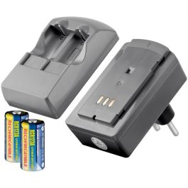 Batterilader inkl. 2 stk. CR123A genopladelige batterier 3.0V 500mAh