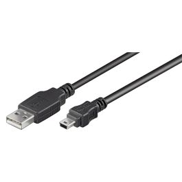 USB-A 2.0 til Mini USB lade- og datakabel, sort, 5m