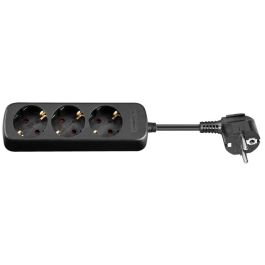 Stikdåse - 3 udtag & schuko - 1.5 m, sort