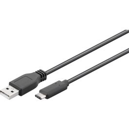 USB-A 2.0 til USB-C lade- og datakabel, sort, 1,8m