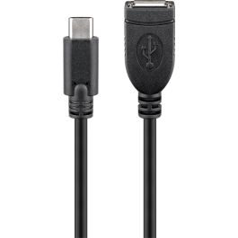 USB-C 2.0 til USB-A Hun forlængerkabel, sort, 0,2m