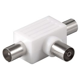 Koax T-Adapter: 2x koxial han - koxial hun - plastik - 1 stk.