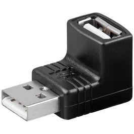 USB-A 2.0 til USB-A, adapter, vinklet 90°, sort