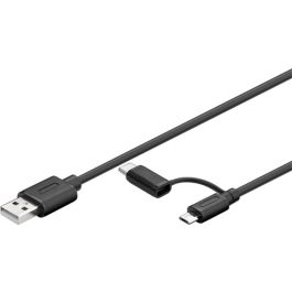 USB-A 2.0 til USB-C/Micro USB 2in1 lade- og datakabel, sort, 1m