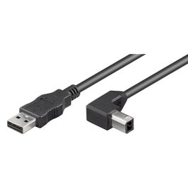 USB-A 2.0 til 90° USB-B datakabel, sort, 1m