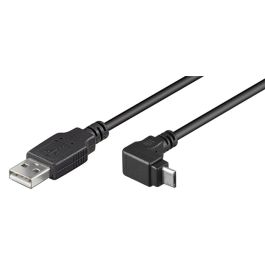 USB-A 2.0 til Micro USB, 90° vinklet, lade- og datakabel, sort, 1,8m