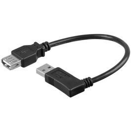 USB-A 2.0 forlængerkabel 90°, sort, 0,3m