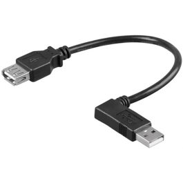 USB-A 2.0 forlængerkabel 90°, sort, 0,15m