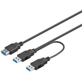 USB-A 3.0 Dual power kabel til USB-A/USB-A, sort, 0,3m