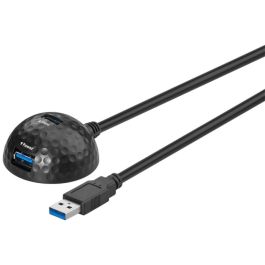 USB-A 3.0 forlængerkabel med skrivebordsfod, sort, 1,5m