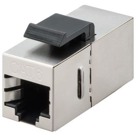 CAT 6 2x RJ45 modular couple, STP afskærmet, grå-sort,