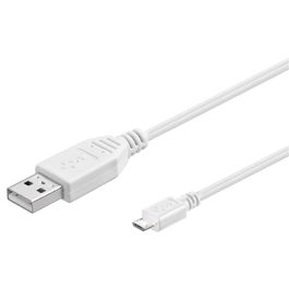 USB-A 2.0 til Micro USB lade- og datakabel, hvid, 0,15m