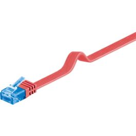 CAT 6a fladt netværkskabel U/UTP, rød, 0,5m