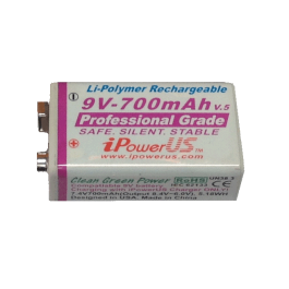 iPowerUS 9V 800mAh Genopladeligt Li-Polymer Batteri (1 stk.)
