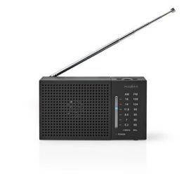 Nedis FM/AM-radio Analog 1.5W Sort hvid skærmjackstikSort