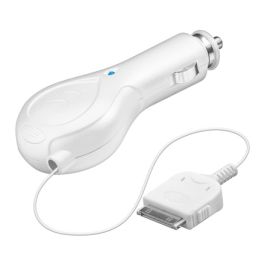 Billader 12V/24V (med udfoldeligt kabel) til Apple iPod / iPhone 3G / Iphone 4