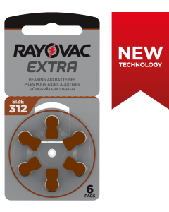 Rayovac Extra 312 (6 stk.) Høreapparatbatterier - 0 % Kviksølv