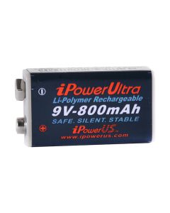 iPowerUS 9V 800mAh Genopladeligt Li-Polymer Batteri (1 stk.)