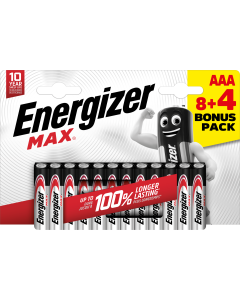 Energizer Max AAA / E92 Batterier (12 Stk. Blister) (8+4)