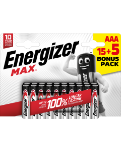 Energizer Max AAA / E92 Batterier (20 Stk. Blister) (15+5)