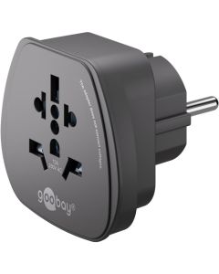 Rejseadapter – Verden til Europa, sort (UK, US, Japan, Australien)