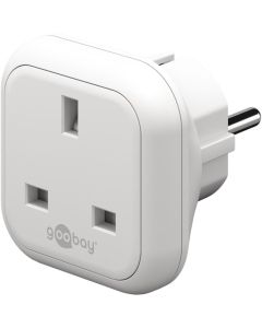 Rejseadapter – UK til Europa, hvid (britisk Type G-stik til Schuko)